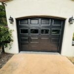 Top-glass / 1-car garage doors Hurricane Master by Dab Doors w/ Plain Short Windows - Model 874 -Black -Short Panel Design
