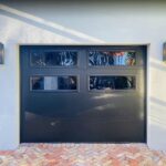 Top-glass / 1-car garage doors Clopay Modern Steel™ with Contemporary Windows - Premium Series with Intellicore® - Model 9208 - Mocha Brown