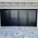 Solid (No glass) / 2-car garage doors Clopay Canyon Ridge Louver Design 54 Black