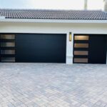 Side-Glass / 2/Car garage doors Clopay Modern Steel™ with Contemporary Windows - Premium Series with Intellicore® - Black - SL,SL,SL,GL