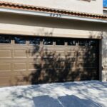 Top-Glass / 2-car garage doors Hurricane Master by Dab Doors w/ Plain Short Windows - Model 874 - Brown