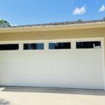 Top-Glass / 2-car garage doors Clopay Modern Steel™ with Contemporary Windows - Premium Series with Intellicore® w/ Plain Long Windows - Model 9208 - Standard White