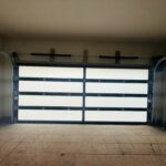 Full-view - (all glass) 2-car garage doors Full-view - Black Frame - Low-e coating glass - Interior view