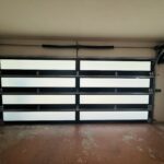 Full-view - (all glass) 2-car garage doors Full-view - Bronze frame - Low-e coating glass w/ privacy - Interior view