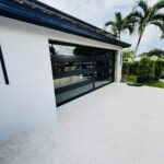 Full-view - (all glass) 2-car garage doors Full-view - Black Frame - Grey glass w/ No Privacy