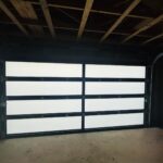 Full-view - (all glass) 2-car garage doors Full-view - Black Frame - Low-e coating glass - Interior view