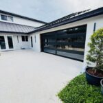 Full-view - (all glass) 2-car garage doors Full-view - Black Frame - Grey glass w/ No Privacy