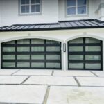 Full-view - (all glass) 2-car garage doors Eco Window Systems - Bronze frame - Bronze glass w/ privacy