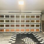 Full-view - (all glass) 2-car garage doors Full-view Hurricane Master by Dab (interior view)