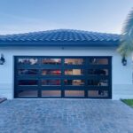 Full-view - (all glass) 2-car garage doors Clopay Modern Steel™ with Contemporary Windows - Premium Series with Intellicore® - Full-view - Mocha Brown - 1/4 Impact resistant Lexan glass