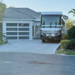 Full-view - (all glass) 2-car garage doors Full view - White frame - Grey Glass