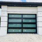 Full-view - (all glass) 2-car garage doors Full-view - Bronze Frame - Low-e Coating glass w/ Privacy