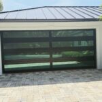 Full-view - (all glass) 2-car garage doors Full-view - Bronze frame - Low-e coating glass w/ privacy