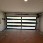 Full-view - (all glass) 2-car garage doors Full-view - Bronze Frame - Low-e Coating glass w/ Privacy - Interior view