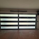 Full-view - (all glass) 2-car garage doors Full-view - Bronze Frame - Low-e Coating glass w/ Privacy - Interior view