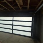 Full-view - (all glass) 2-car garage doors Full-view - Black Frame - Low-e coating glass - Interior view