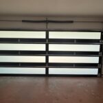 Full-view - (all glass) 2-car garage doors Full-view - Bronze Frame - Low-e Coating glass w/ Privacy - Interior view