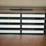 Full-view - (all glass) 2-car garage doors Full-view - Bronze frame - Low-e coating glass w/ privacy - Interior view