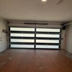 Full-view - (all glass) 2-car garage doors Full-view - Bronze Frame - Low-e Coating glass w/ Privacy - Interior view