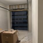 Full-view - (all glass) 2-car garage doors Full-view - Black Frame - Grey glass w/ Privacy